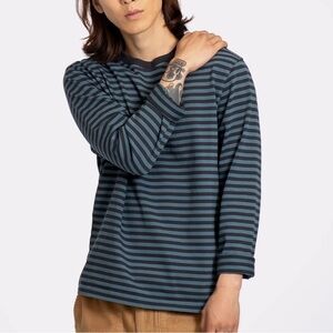 FAR AFIELD Breton Stripe Long Sleeve T-Shirt (Stargazer / Navy) Size 3/L